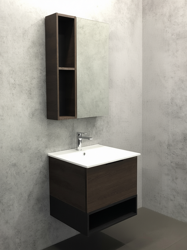 Мебель для ванной комнаты Comforty Франкфурт 60 подвесная, шоколадно-коричневый дуб