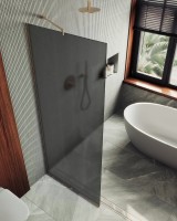 Душевая перегородка Maybahglass MGD-687-2у 119 см, профиль бронза, стекло графит матовое
