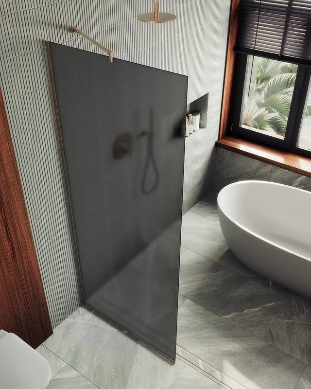 Душевая перегородка Maybahglass MGD-687-2у 119 см, профиль бронза, стекло графит матовое