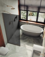 Душевая перегородка Maybahglass MGD-687-2у 119 см, профиль бронза, стекло графит матовое