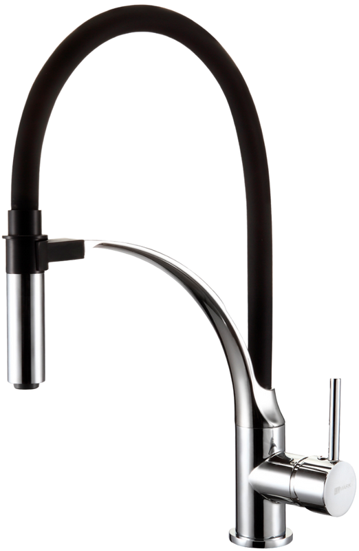 Смеситель для кухни Lemark Soul LM6007C с гибким изливом, хром, черный