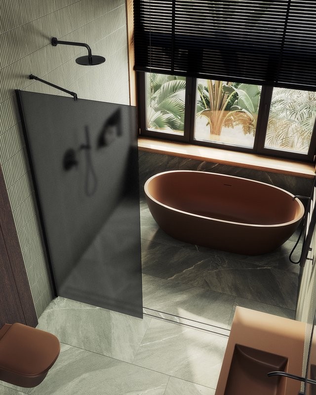 Душевая перегородка Maybahglass MGD-1356-6ш 99 см, профиль черный, стекло графит матовое