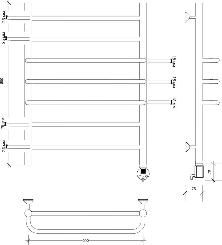 Полотенцесушитель электрический Secado Триест 4603777468446 85x55 см, подключение справа, глянцевый хром, лесенка