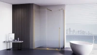 Душевой уголок Veconi Premium Trento PTC-SP-50G 150х80 см, профиль брашированное золото, стекло прозрачное
