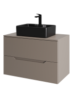 Тумба с раковиной Orange Line 80 подвесная, 2 ящика, матовый латте с раковиной B01-475mb