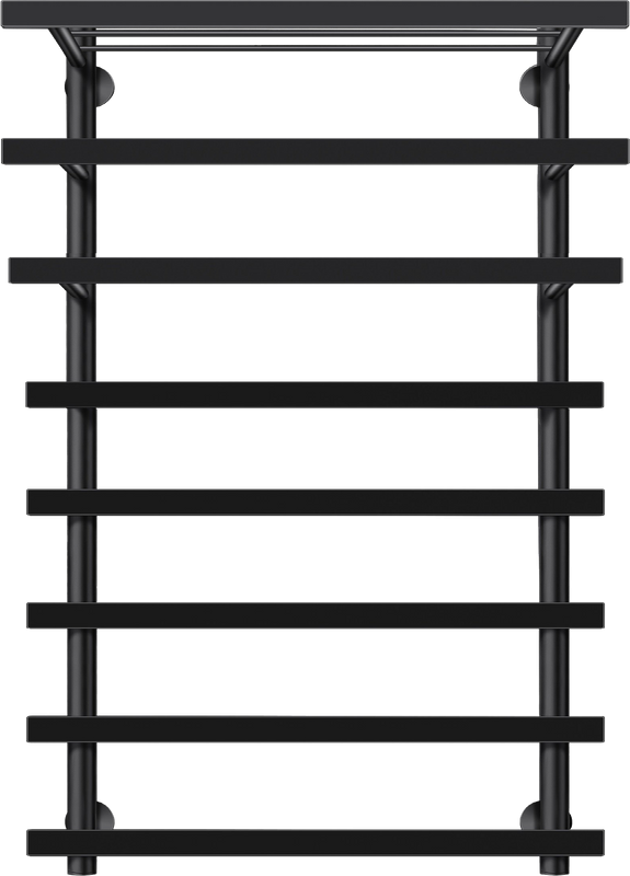 Полотенцесушитель электрический Secado Понтида 7 СП, R 100x60 см, подключение справа, матовый черный, лесенка, с полкой