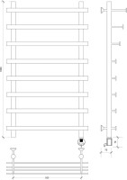 Полотенцесушитель электрический Secado Понтида 7 СП, R 100x60 см, подключение справа, матовый черный, лесенка, с полкой