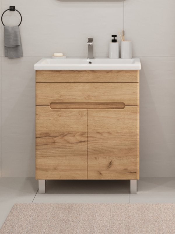 Тумба под раковину без столешницы SanStar Модена 70 напольная, дуб крафт золотой