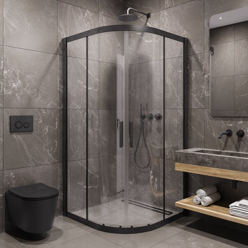 Душевой уголок Timo TPSS-90/03C-8 90x90 см, профиль черный, стекло прозрачное