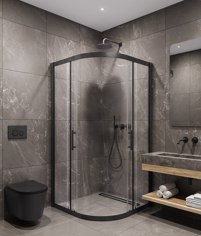 Душевой уголок Timo TPSS-90/03C-8 90x90 см, профиль черный, стекло прозрачное