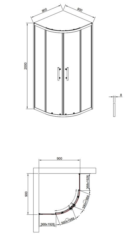 Душевой уголок Timo TPSS-90/03C-8 90x90 см, профиль черный, стекло прозрачное
