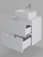 Тумба с раковиной Orange Line 60 подвесная, 2 ящика, матовая белая с раковиной B02-460W