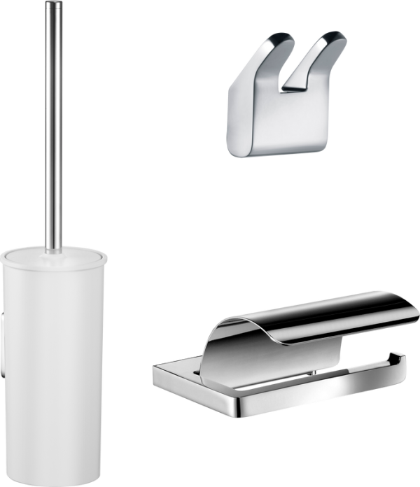 Набор Ершик Keuco Collection Moll 12764 белый + Держатель 12760 хром + Крючок 12713 хром, двойной