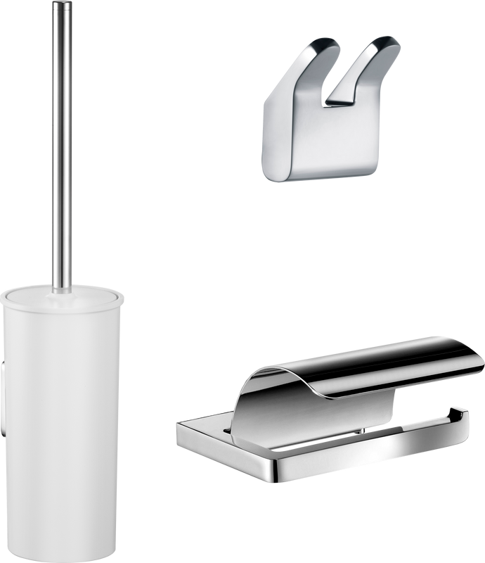 Набор Ершик Keuco Collection Moll 12764 белый + Держатель 12760 хром + Крючок 12713 хром, двойной