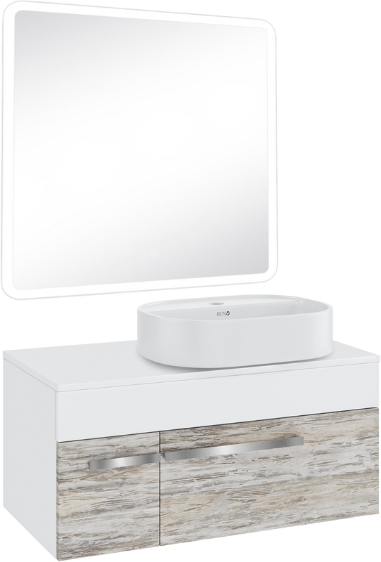 Мебель для ванной комнаты Runo Вудлайн 85 скандинавский дуб, раковина Nuovo 50