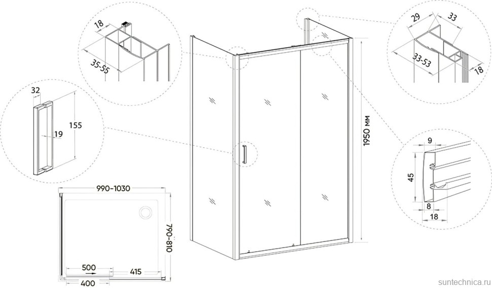 Душевой уголок Veconi Rovigo RV-046B 100x80