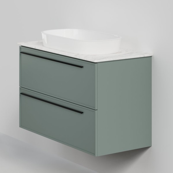 Тумба с раковиной La Fenice Elba Twin 100 подвесная, grigio, столешница белый мрамор, раковина белая матовая