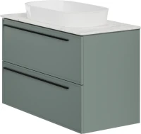 Тумба с раковиной La Fenice Elba Twin 100 подвесная, grigio, столешница белый мрамор, раковина белая матовая