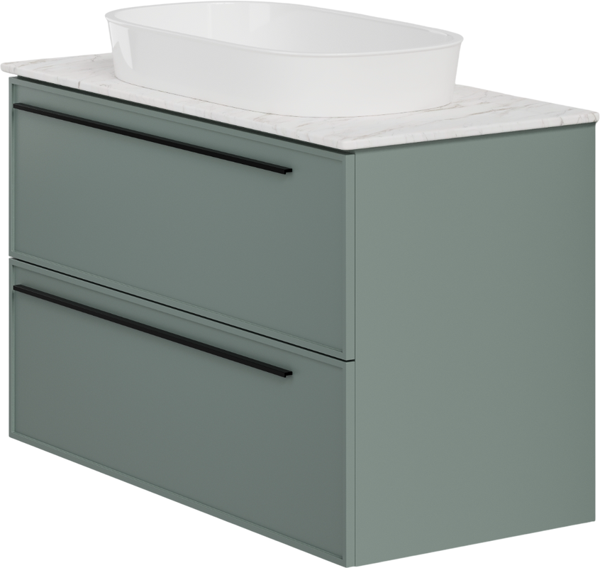 Тумба с раковиной La Fenice Elba Twin 100 подвесная, grigio, столешница белый мрамор, раковина белая матовая