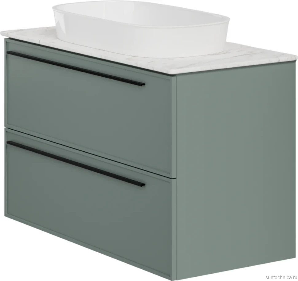 Тумба с раковиной La Fenice Elba Twin 100 подвесная, grigio, столешница белый мрамор, раковина белая матовая