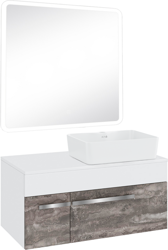 Мебель для ванной комнаты Runo Вудлайн 85 железный камень, раковина Lavello 50