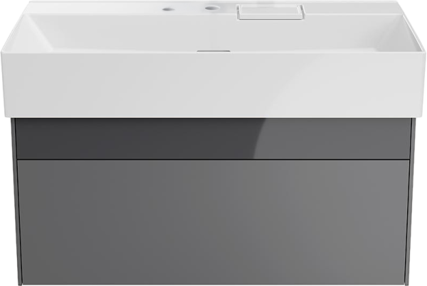 Тумба с раковиной KERAMA MARAZZI Logica 90 подвесная, стальная серая, с отверстием под дозатор