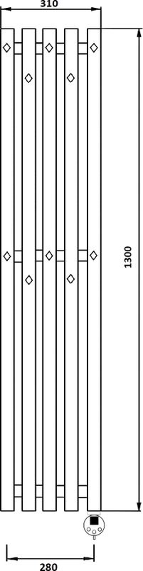 Полотенцесушитель электрический Secado Сандриго 5К 1300/280 130x30 см, подключение справа, графит, I-образный