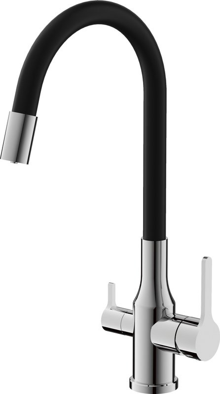 Смеситель для кухни BELZ B814 B76814 с гибким изливом, хром, черный