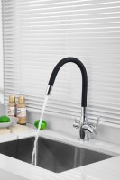 Смеситель для кухни BELZ B814 B76814 с гибким изливом, хром, черный