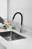 Смеситель для кухни BELZ B814 B76814 с гибким изливом, хром, черный