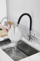 Смеситель для кухни BELZ B814 B76814 с гибким изливом, хром, черный