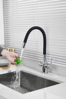 Смеситель для кухни BELZ B814 B76814 с гибким изливом, хром, черный