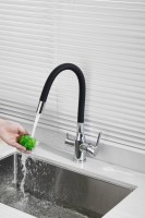 Смеситель для кухни BELZ B814 B76814 с гибким изливом, хром, черный