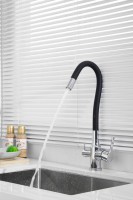 Смеситель для кухни BELZ B814 B76814 с гибким изливом, хром, черный
