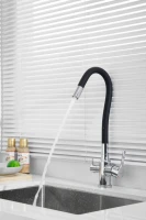 Смеситель для кухни BELZ B814 B76814 с гибким изливом, хром, черный