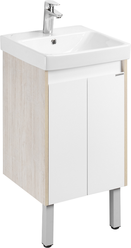 Тумба под раковину AQUATON Сканди 45 белая глянцевая, дуб верона