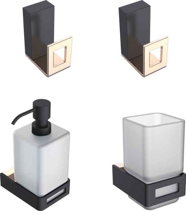 Набор Дозатор Boheme Q + Стакан + Крючок 10946-G-B Gold & black