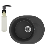 Мойка кухонная Ulgran U-403 344 ультра-черная + дозатор U-02 ультра-черный Мойка кухонная Ulgran U-403 344 ультра-черная + дозатор U-02 ультра-черный