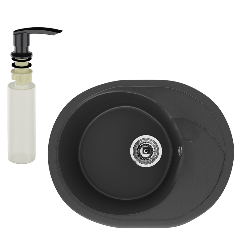 Мойка кухонная Ulgran U-403 344 ультра-черная + дозатор U-02 ультра-черный