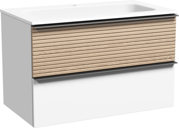 Тумба под раковину Sancos Delta 80 дуб светлый, белый