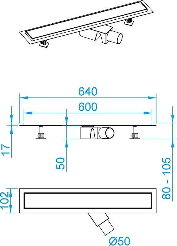 Душевой трап (лоток) RGW Shower Drain SDR-31B 60 см, черный