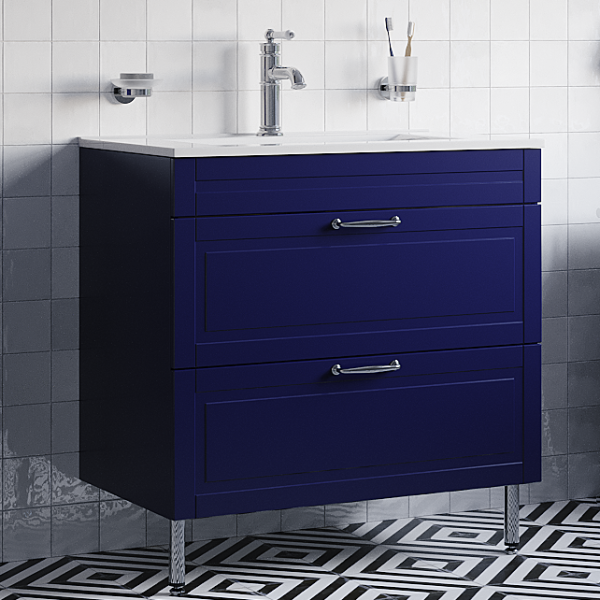 Тумба под раковину IDDIS Oxford 80 напольная, синяя, под раковину 0138000i28