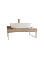 Столешница с раковиной Teymi Helmi 80 дуб кашмир, раковина Solli 61,  с белыми кронштейнами