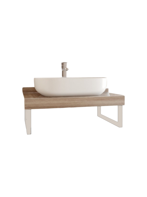 Столешница с раковиной Teymi Helmi 80 дуб кашмир, раковина Solli 61,  с белыми кронштейнами