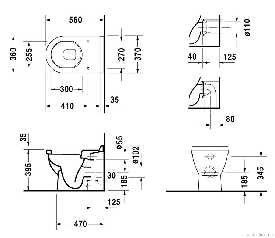 Унитаз приставной напольный Duravit Starck 3 0124090000 с микролифтом