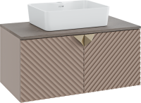 Тумба с раковиной Runo Андорра 85 кашемир серый, дуб какао, раковина Lavello 50