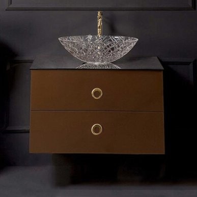 Тумба с раковиной Armadi Art NeoArt 80 шоколад с ручками Moon золото