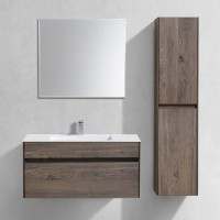 Мебель для ванной комнаты Vincea Chiara 100, темный дуб, с белой раковиной