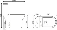 Унитаз-моноблок напольный EvaGold SM9614 безободковый, с микролифтом