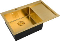 Комплект Мойка Zorg Inox PVD SZR-7851-L Bronze + Смеситель Sanitary SZR-3216 Bronze бронза + Измельчитель Bort Titan 5000